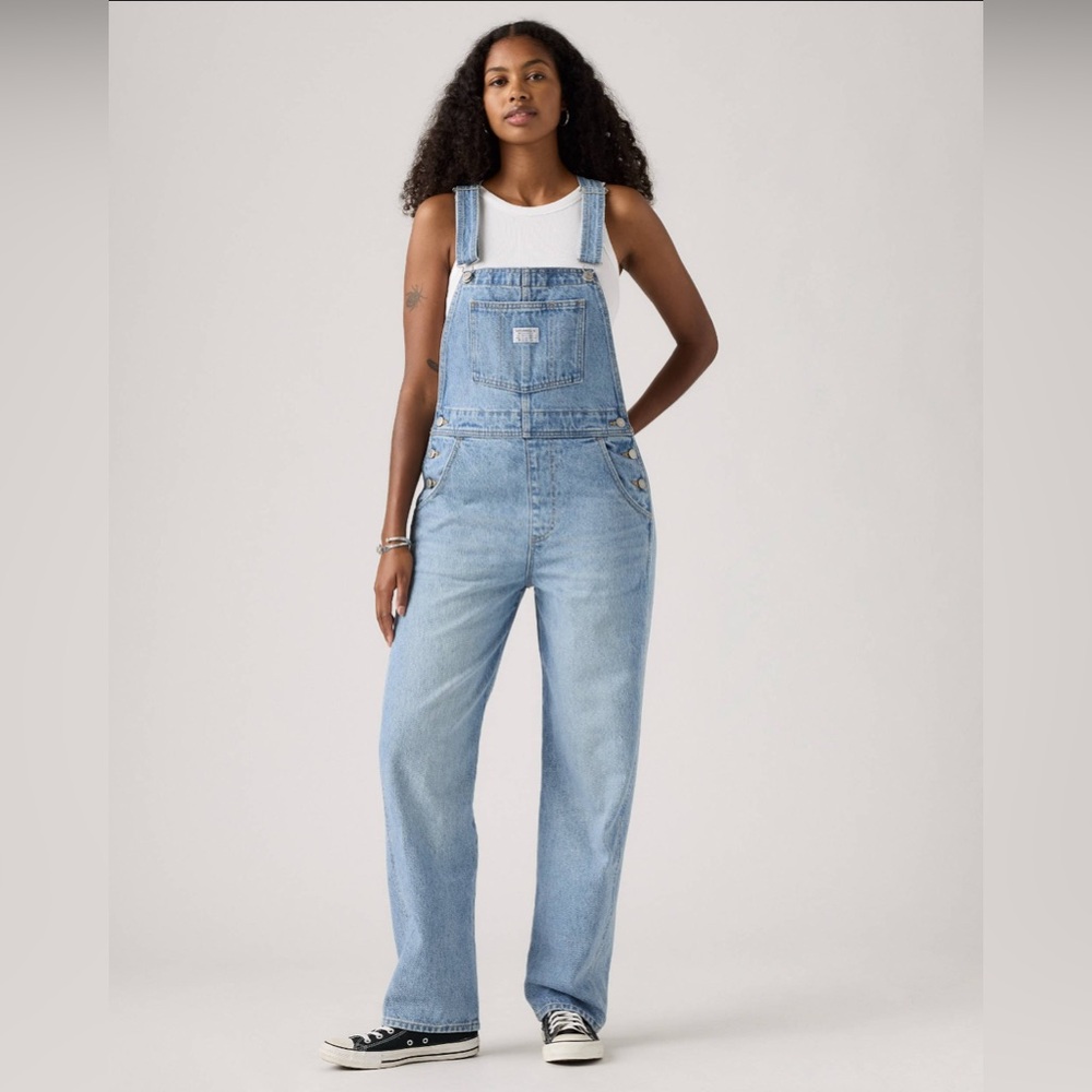 Levi’s Two Horse Brand Light Wash Denim Overalls XS NWT